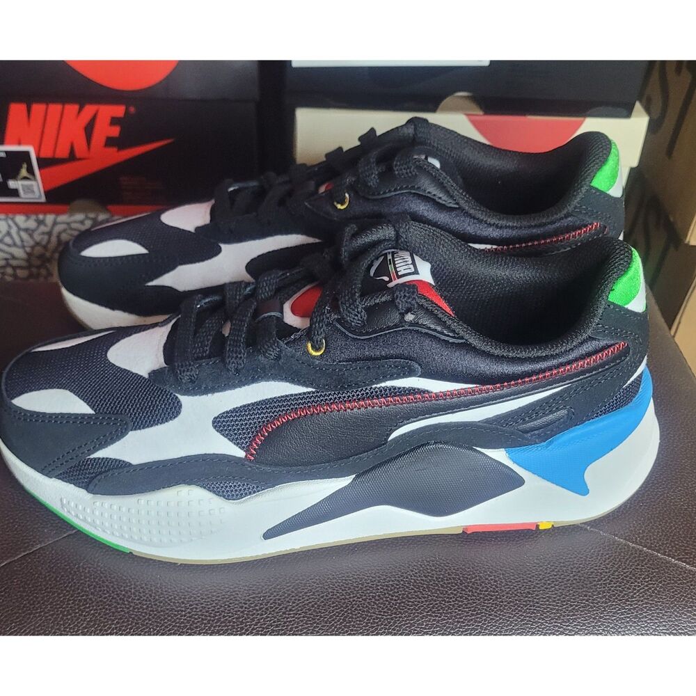 Puma RS-X3 Black White Multicolor Men's Size 10.5 Running Sneakers 373308-02
